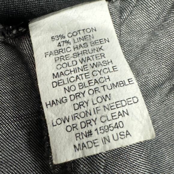 Lisa Bayne Cotton Linen Lantern Pant Wide Leg Dark Gray White Stitching Size XS - Picture 6 of 11